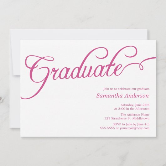Modern Script Abschluss Einladung - Rosa (Vorderseite)