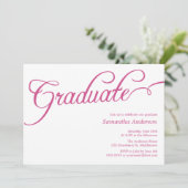 Modern Script Abschluss Einladung - Rosa (Stehend Vorderseite)