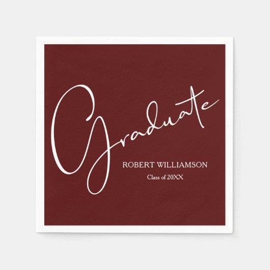 Modern Script Abschluss Maroon Serviette (Vorderseite)