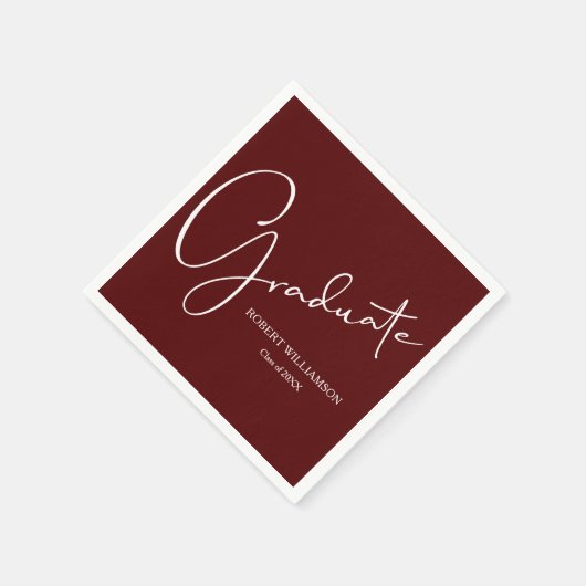 Modern Script Abschluss Maroon Serviette (Ecke)