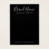 Modern script add logo black earring display card (Vorderseite)