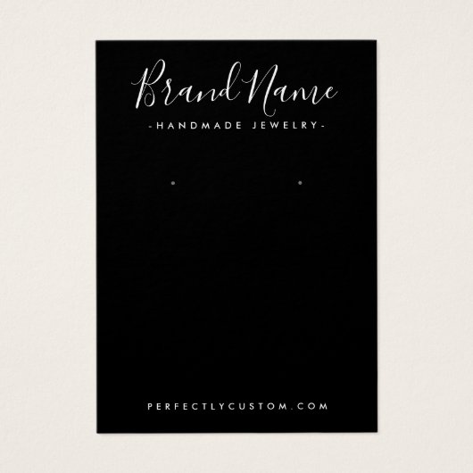 Modern script add logo black earring display card (Vorderseite)