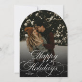 Modern Script & Arch 1 Photo Red Christmas Card Einladung (Vorderseite)
