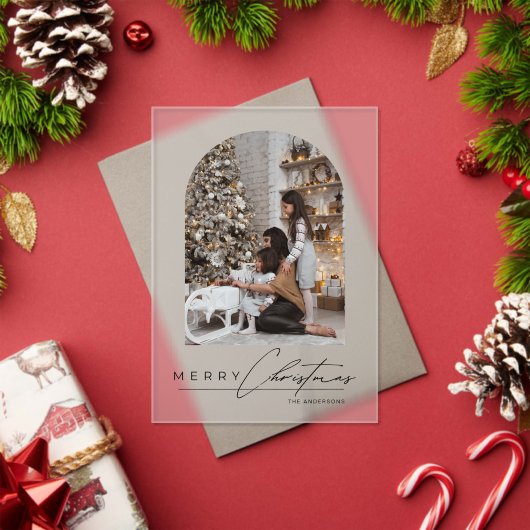 Modern Script Arch Family Photo Christmas Card Acryleinladungen (Insitu (Feiertag))