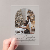 Modern Script Arch Family Photo Christmas Card Acryleinladungen (Insitu (Handheld))