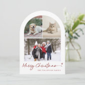 Modern Script Arch Family Photo Christmas Feiertagskarte (Stehend Vorderseite)
