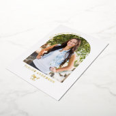 Modern Script Arch Foto Blue Graduation Party Folieneinladung (Gedreht)