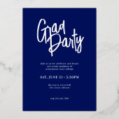 Modern Script Arch Foto Blue Graduation Party Folieneinladung (Rückseite)