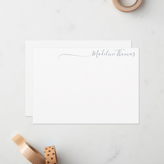 Modern Script Bale Blue Calligraphy name card Mitteilungskarte (Vorderseite/Rückseite Beispiel)