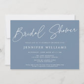 Modern Script Beautiful Dusty Blue Brautparty Einladung (Vorderseite)