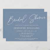 Modern Script Beautiful Dusty Blue Brautparty Einladung (Vorne/Hinten)