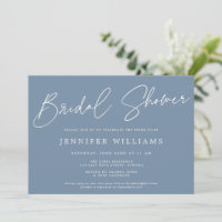 Modern Script Beautiful Dusty Blue Brautparty