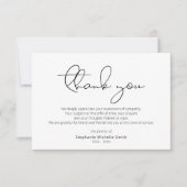 Modern Script Beileid Danke für die Bestattungskar (Vorderseite)