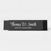 Modern Script Beruflich Black Schreibtischnamensplakette (Vorderseite )