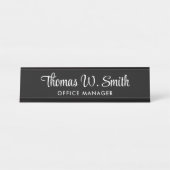 Modern Script Beruflich Black Schreibtischnamensplakette (Vorderseite )