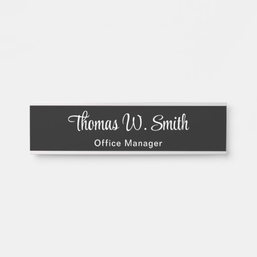 Modern Script Beruflich Name Black Türschild (Vorderseite )