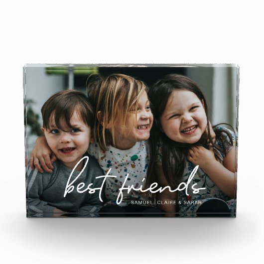 Modern script Best Friends Personalized Friendship Fotoblock (Vorderseite)