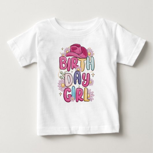 Modern Script Birthday Girl Baby Baby T-shirt (Vorderseite)