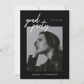 Modern Script Black 2-Photo Graduation Party Einladung (Vorderseite)