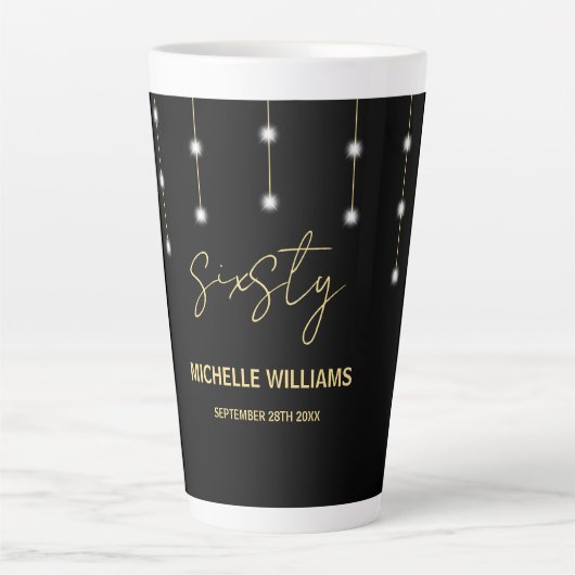 Modern Script Black And Gold Party Milchtasse (Vorderseite)