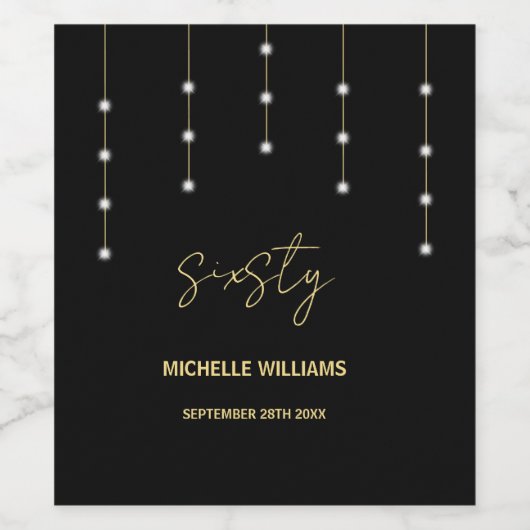 Modern Script Black And Gold Party Weinetikett (Einzelnes Label)