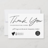 Modern script black and white order thank you einladung (Vorderseite)