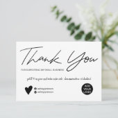 Modern script black and white order thank you einladung (Stehend Vorderseite)