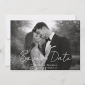 Modern Script  Black and White Photo Save the Date (Vorderseite)