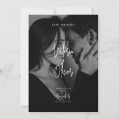 Modern Script Black Editorial Photo Save the Date (Vorderseite)