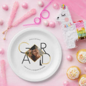 Modern Script Black & Gold Tassel Grad Foto Frame Pappteller (Party)