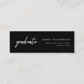 Modern Script Black Graduation Name Card Insert Mini Visitenkarte (Vorderseite)