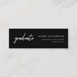 Modern Script Black Graduation Name Card Insert Mini Visitenkarte
