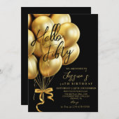 Modern Script Black Hello Fifty Birthday Einladung (Vorne/Hinten)
