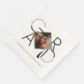 Modern Script Black Silver Tassel Grad Foto Frame Serviette (Ecke)