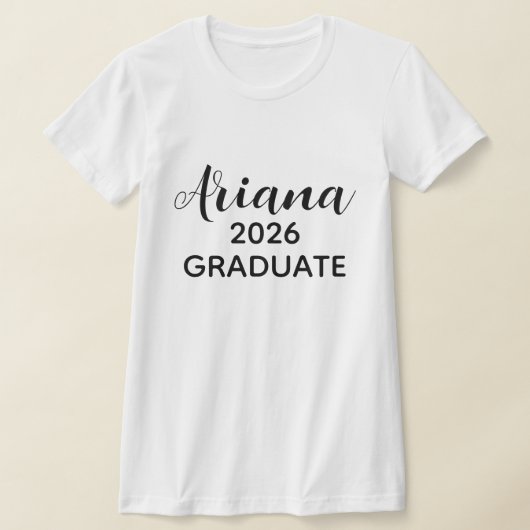 Modern Script Black White 2026 Graduate Name T-Shirt (Ablage )