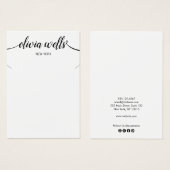 Modern Script Black White Necklace  Display Card (Vorne & Hinten)