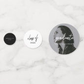 Modern Script Black & White Photo Graduation Party Konfetti (Vorderseiten)