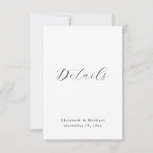 Modern Script Black & White Wedding Details Card Einladung (Vorderseite)