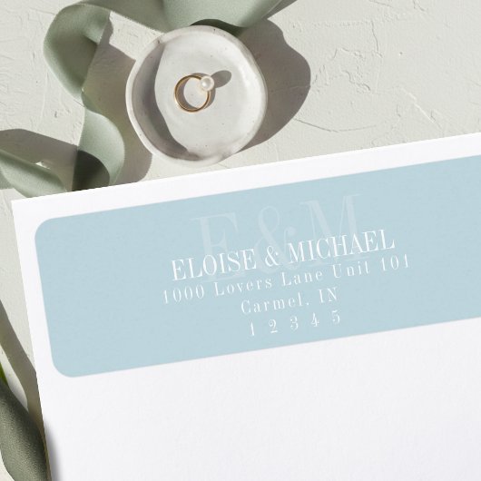 Modern Script Blue Citrus Monogram Wedding