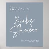 Modern Script Blue Oh Baby Simple Welcome Poster (Vorne)