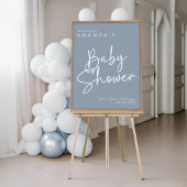 Modern Script Blue Oh Baby Simple Welcome Poster