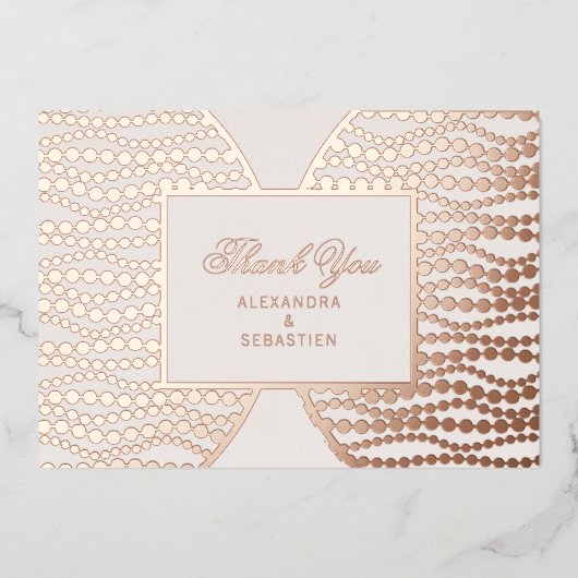 Modern Script Blush Pearl Vielen Dank Card Rose Go Folieneinladung (Vorderseite)
