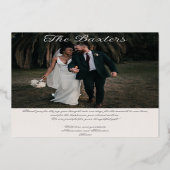 Modern Script Blush Pearl Vielen Dank Card Rose Go Folieneinladung (Rückseite)