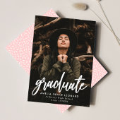 Modern Script Blush Pink Foto Abschluss Ankündigung