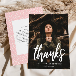 Modern Script Blush Pink Foto Abschluss Dankeskarte