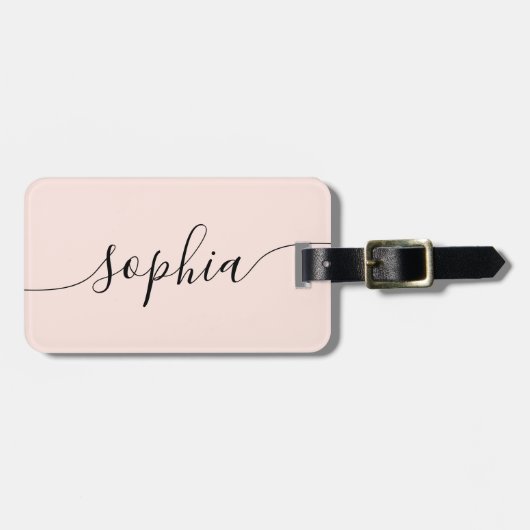 Modern Script Blush Pink Gepäckmarke Gepäckanhänger (Vorderseite horizontal)