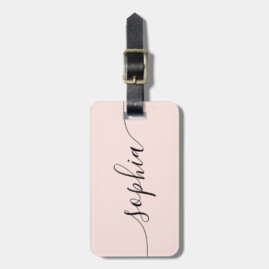 Modern Script Blush Pink Gepäckmarke Gepäckanhänger (Vorderseite vertikal)