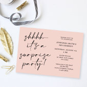 Modern Script Blush Pink Surprise Retirement Party Einladung