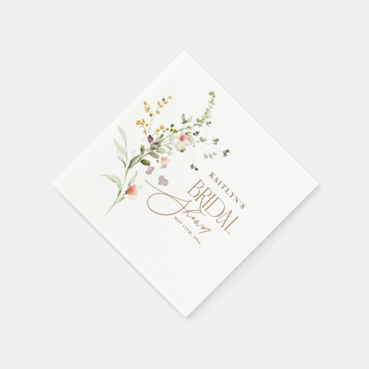 Modern Script Boho Flower Garden Bridal Shower Serviette (Ecke)