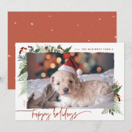 Modern Script Boho Greenery Terracotta Rust Foto Feiertagskarte